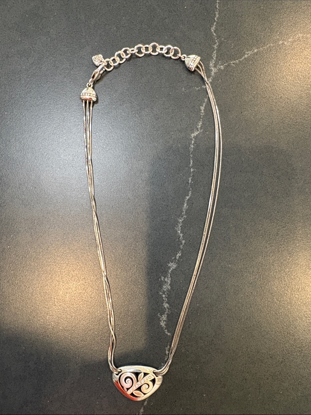 Brighton Silver-Tone Filigree Teardrop Necklace